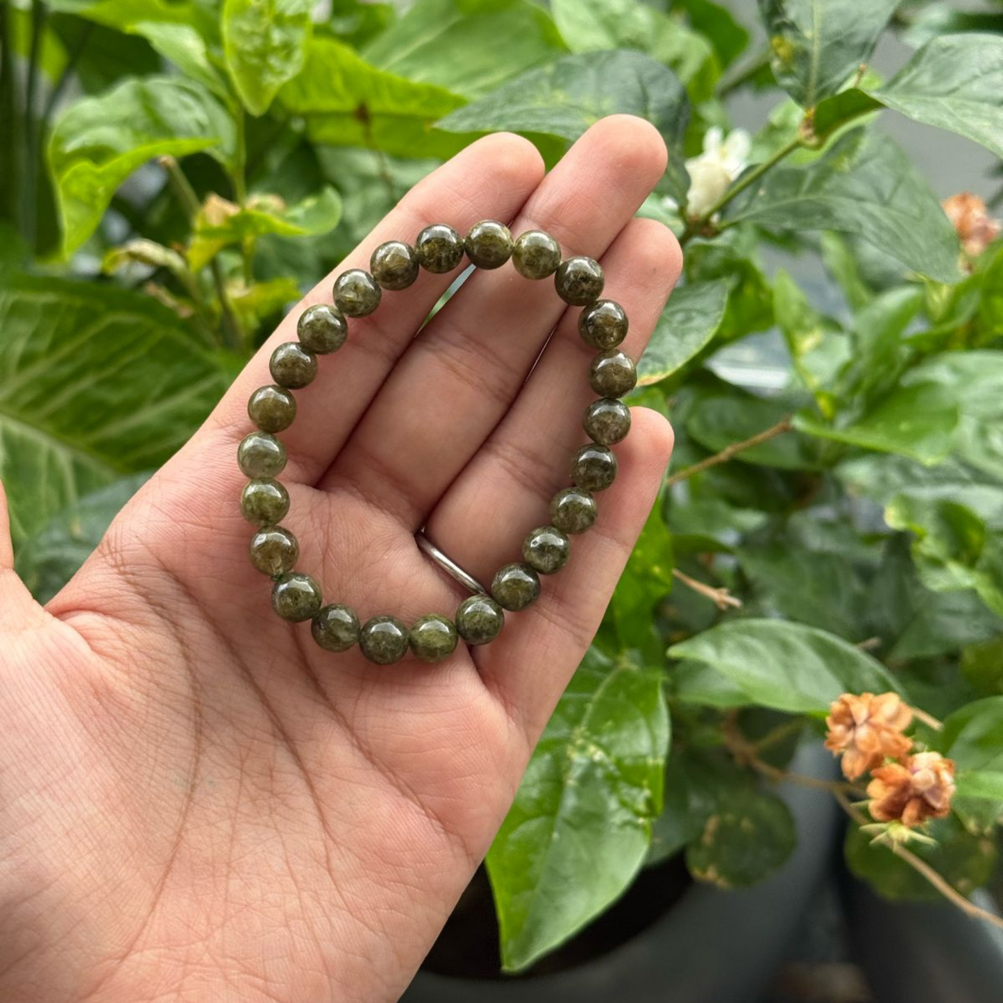 Green Bunny Hair (Rutile) Bracelet