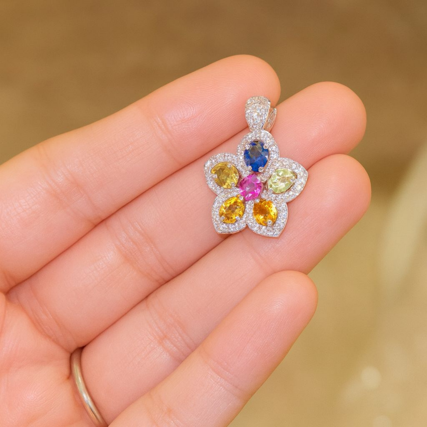 Multi-Sapphire Pendant (Silver Setting)