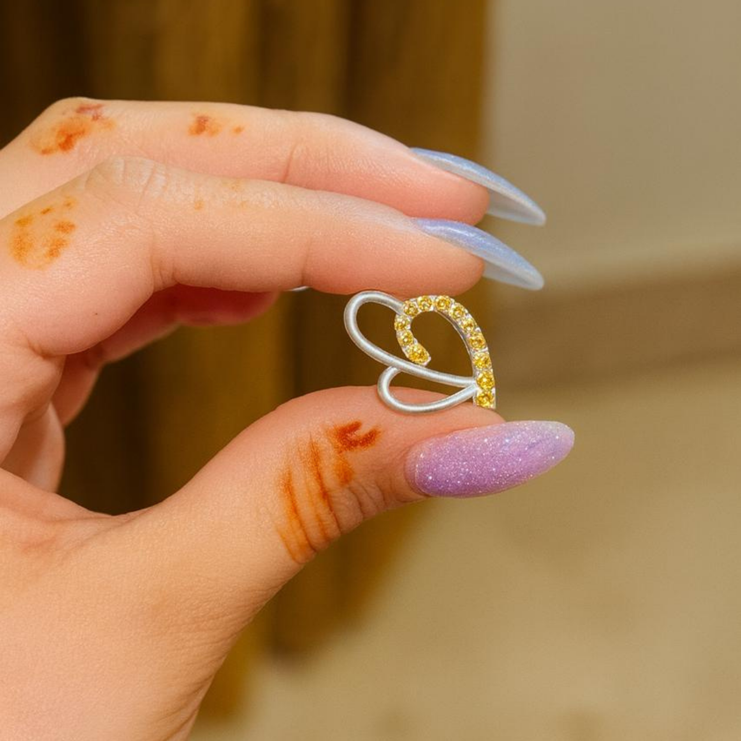 Citrine Heart Pendant in Pure Silver