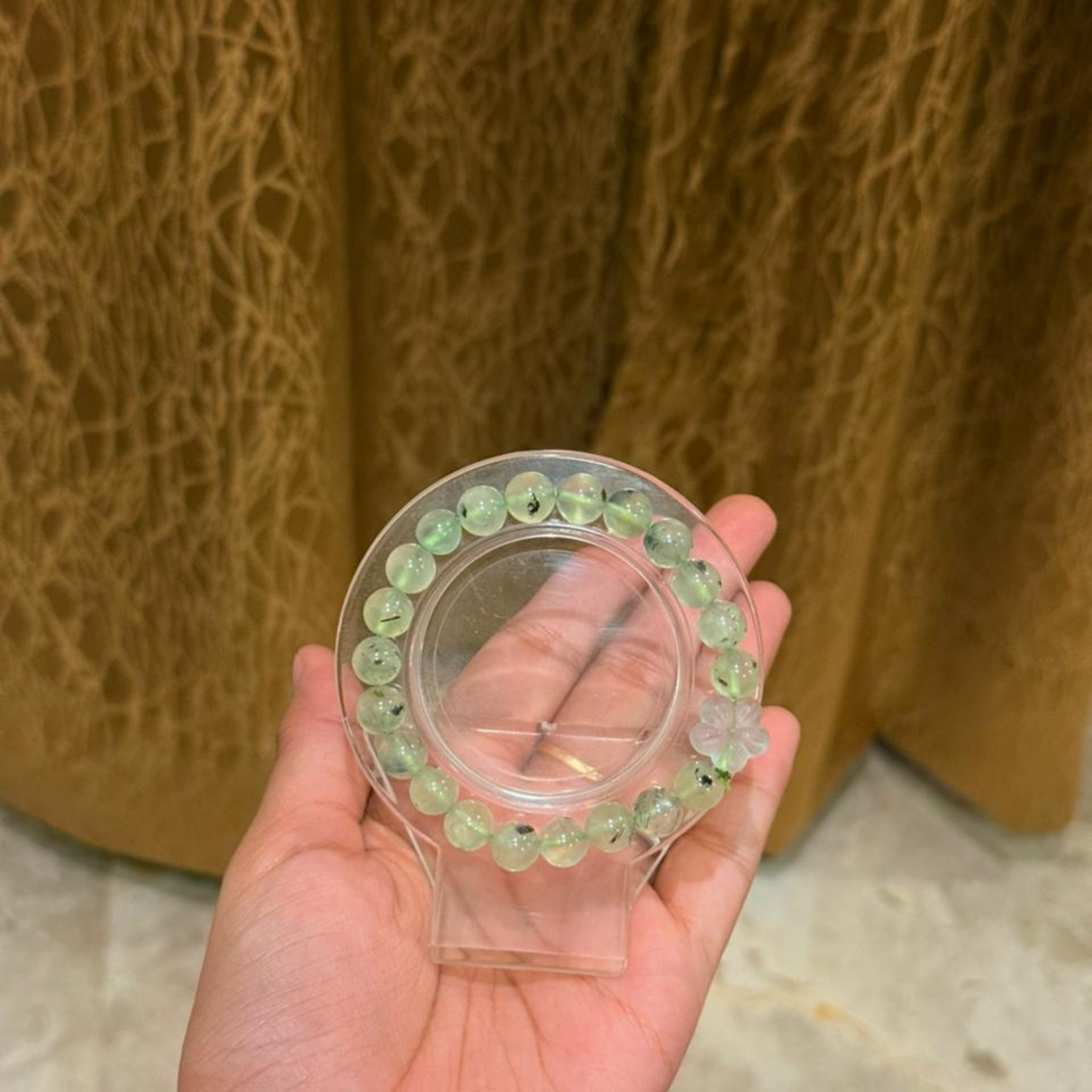 Prehnite & Mint Fluorite Flower Bracelet