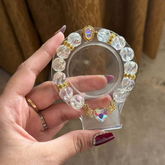 Rainbow Aura Quartz with Swarovski Crystals