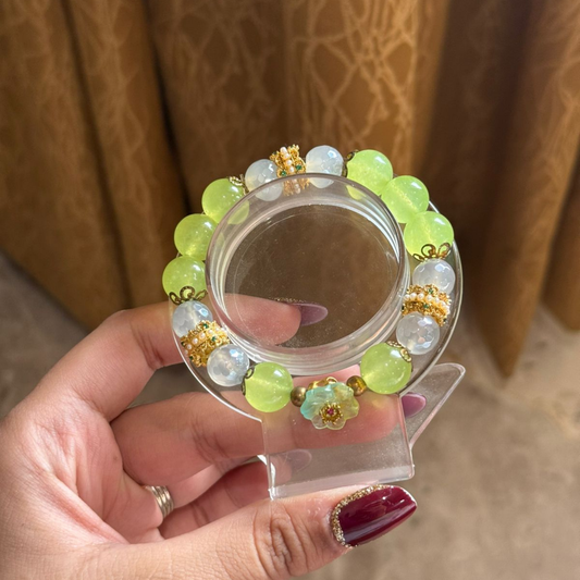 Green chalcedony + Aura quartz Bracelet