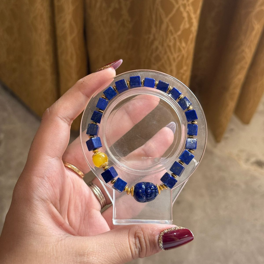 Lapis Lazuli with Pi Xiu & Amber Bracelet