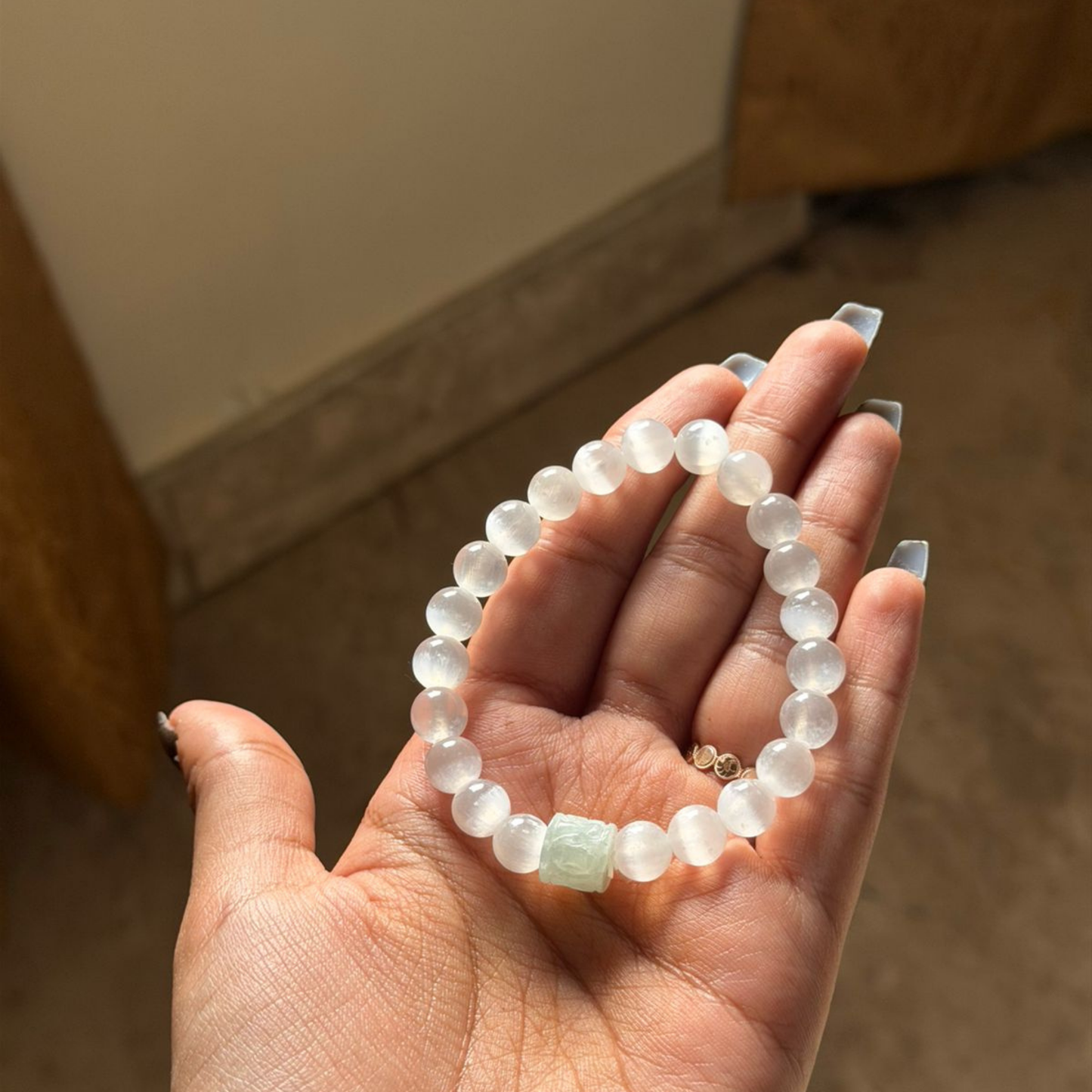 Selenite & Jade Bracelet