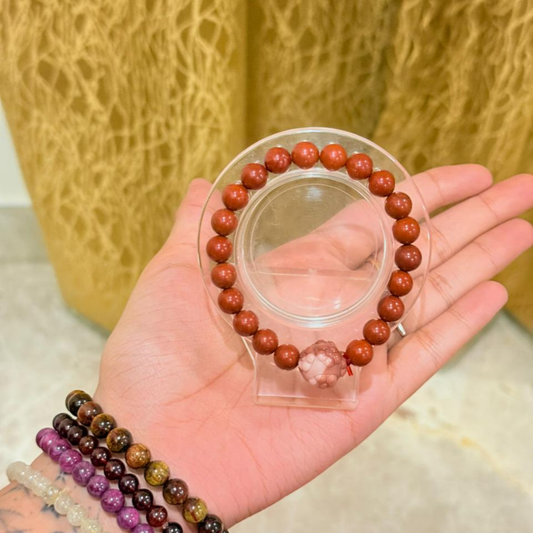 Red Jasper & Alashan Agate Flower Bracelet