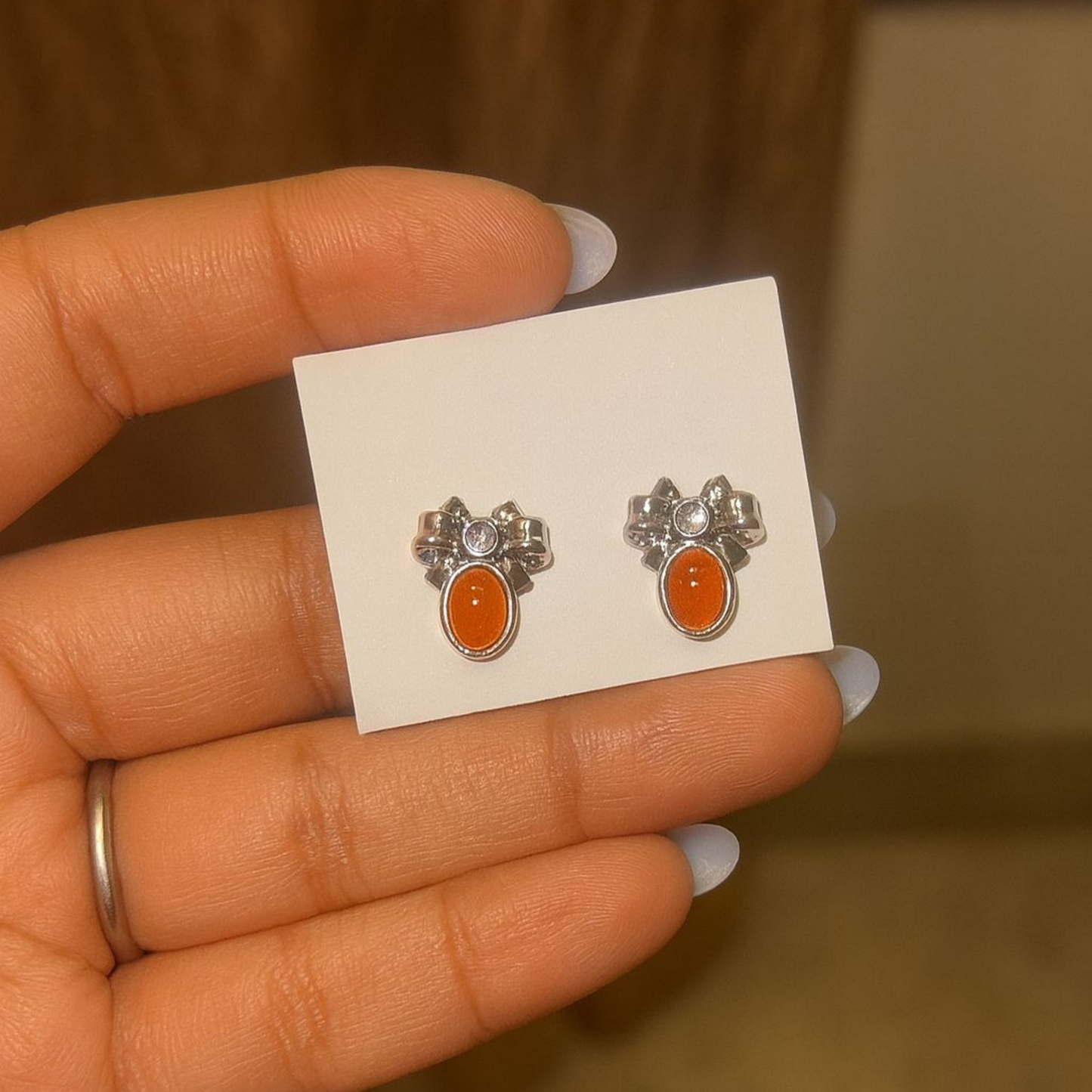 Orange Opal Stud