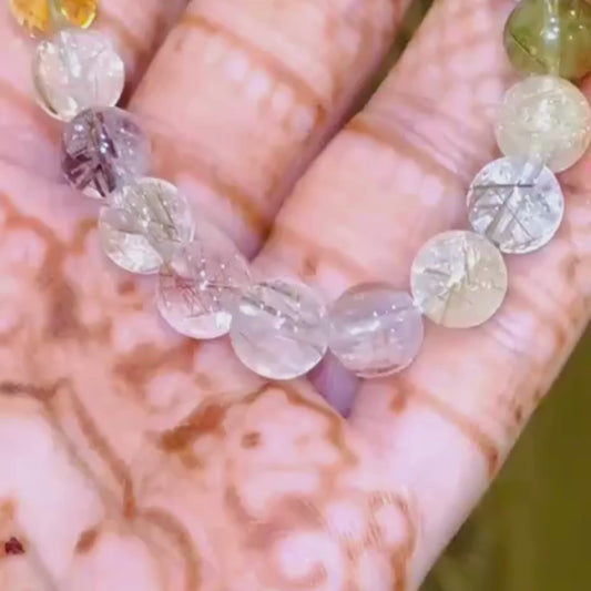 Rutile Quartz, Citrine & Garden Quartz Bracelet