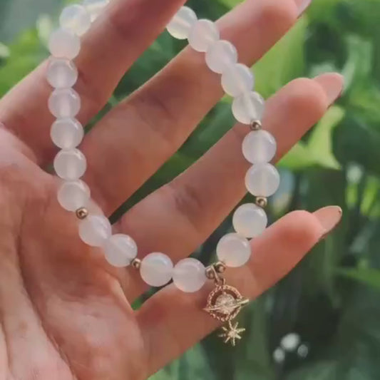 White Chalcedony x Saturn Energy Bracelet