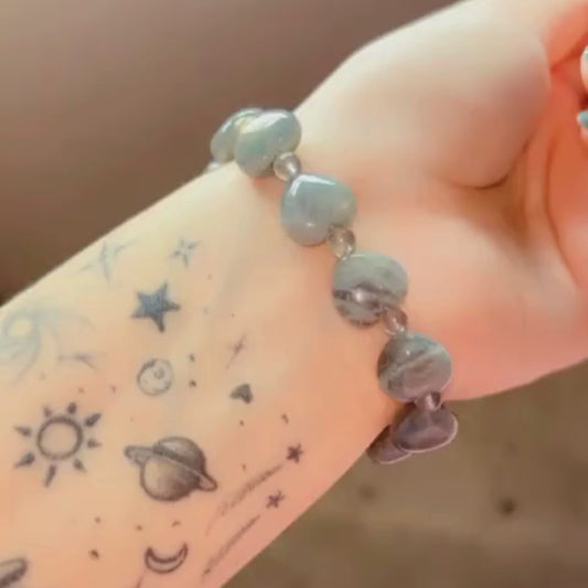 Purple & Orange Flash Heart Labradorite